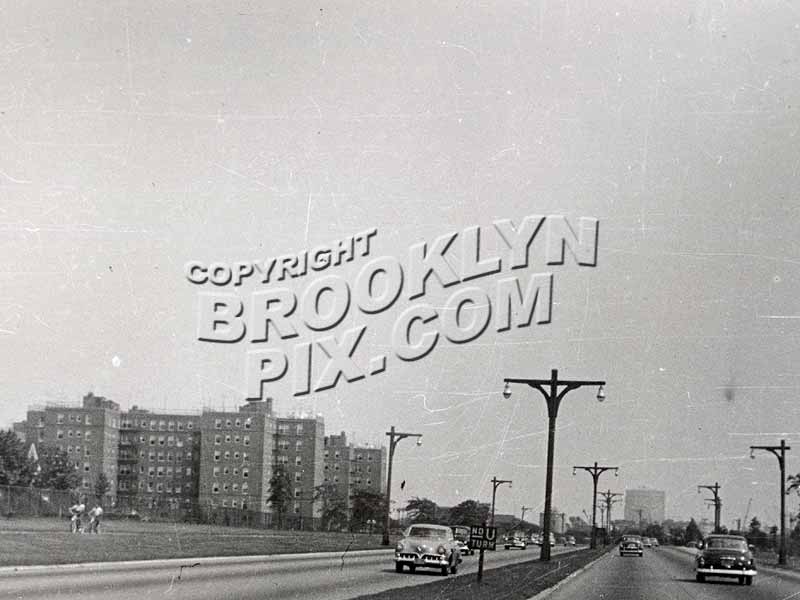 Belt Parkway (Shore Parkway) when it was two lanes. Ulmer Park near 26th Avenue, 1940s Old Vintage Photos and Images