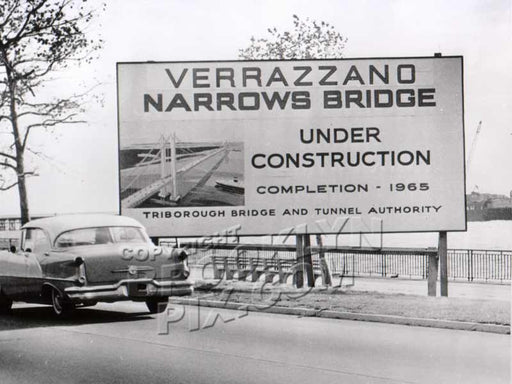 Belt Parkway, Verrazano Bridge announcement with 1956 Super 88 Oldsmbile, 1961
