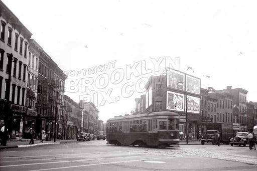 Bergen Street trolley crossing Flatbush Avenue, early 1940s Old Vintage Photos and Images
