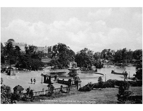 New York City Framed Art Black and White: The Bethesda Fountain in