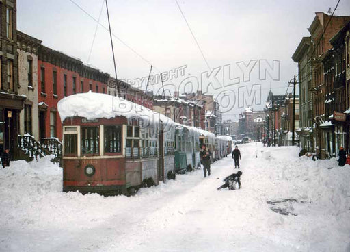 Blizzard of December 1947, Rogers Avenue looking north from St. Mark's Avenue Old Vintage Photos and Images