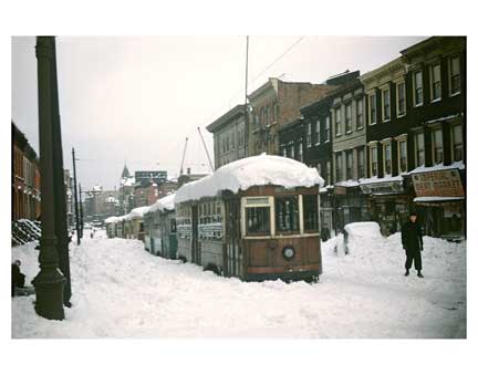 Blizzard with Trolleys 5 - Clinton Hill Brooklyn Old Vintage Photos and Images