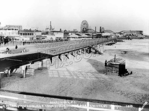 Boardwalk under construction east from Steeplechase Pier at West 17th Street, 1922 Old Vintage Photos and Images