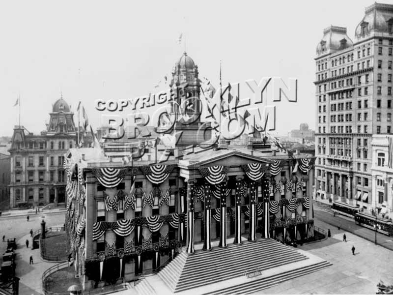 Borough Hall in full bunting during 1908 subway-opening celebration Old Vintage Photos and Images