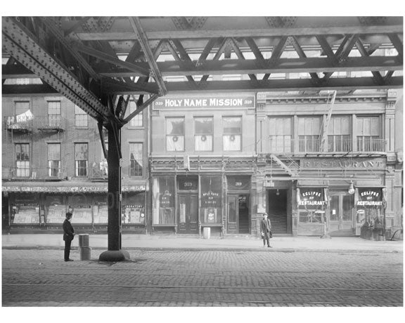 Bowery - east side - between 1st & 2nd Street  1915 Old Vintage Photos and Images