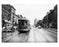 BQT Flatbush Trolley  with classic cars passing by in the background - Flatbush 1948 Brooklyn NY Old Vintage Photos and Images