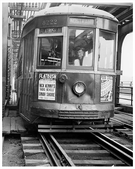 Nostrand Avenue Trolley on Williamsburg Bridge, New York - 1939