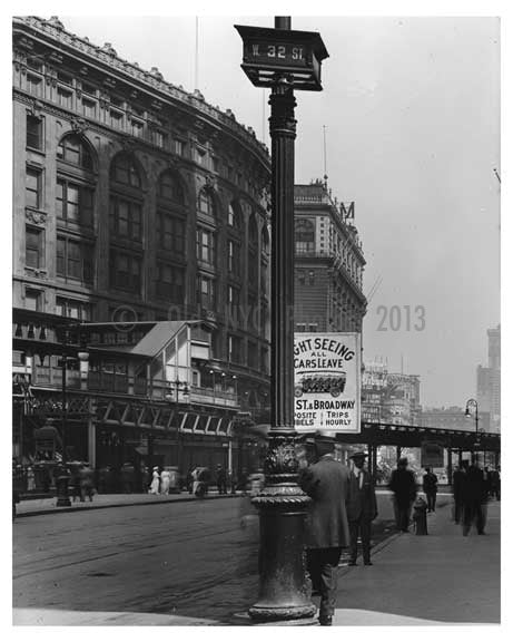 Broadway & 32nd Street - Midtown Manhattan - NY 1914 B Old Vintage Photos and Images