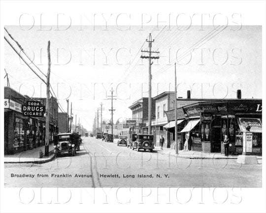 Broadway from Franklin Ave Hewlett Long Island 1930 Old Vintage Photos and Images