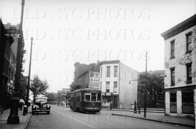 Division Ave trolley east from Havemeyer St 1940s Old Vintage Photos and Images