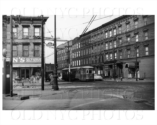 Nostrand Ave trolley on Lee Ave below Flushing Ave 1951 Old Vintage Photos and Images