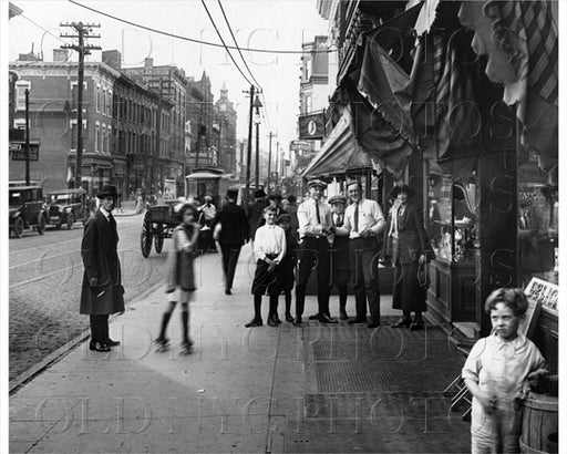 Meserole Theatre on background 723 Manhattan Avenue Greenpoint 1928 Old Vintage Photos and Images