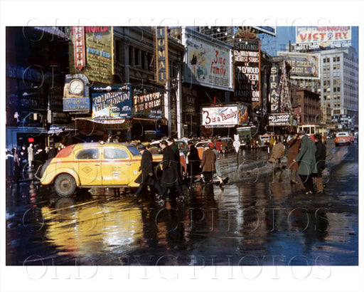 Times Square Taxi 1944 Old Vintage Photos and Images