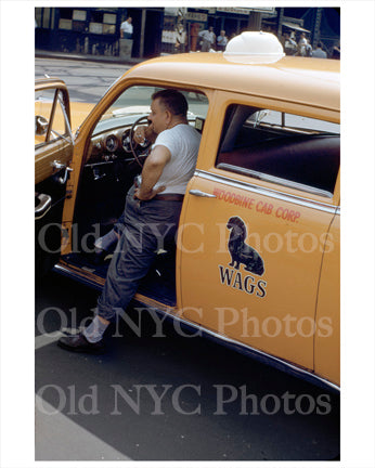 Wags yellow taxi NYC 1950s Old Vintage Photos and Images