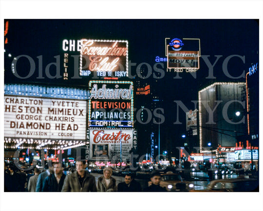 Times Square at night 1963 Old Vintage Photos and Images