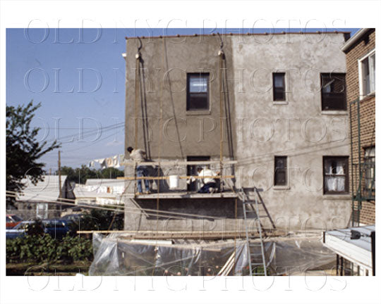 House exterior wall repairs 1980's — Old NYC Photos