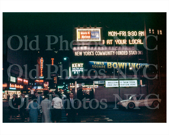 Times Square bowling lanes sign 1970s Old Vintage Photos and Images
