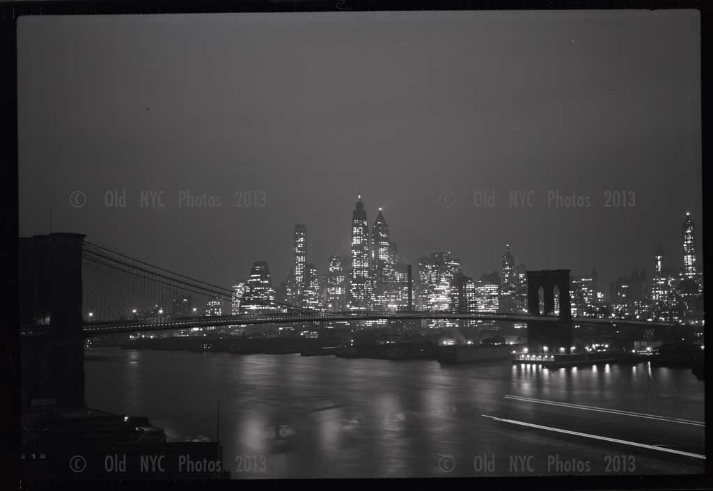 Brooklyn Bridge at night Old Vintage Photos and Images