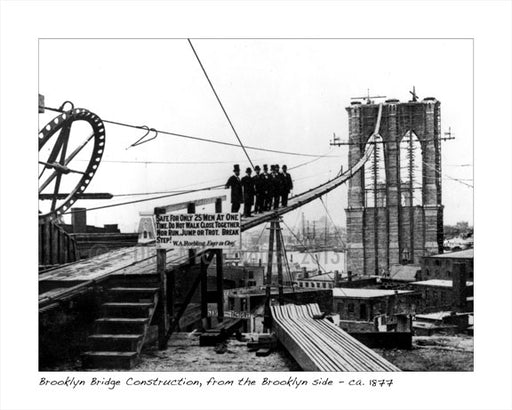 Brooklyn Bridge Construction, from the Brooklyn side 1877 Dumbo Brooklyn NY Old Vintage Photos and Images