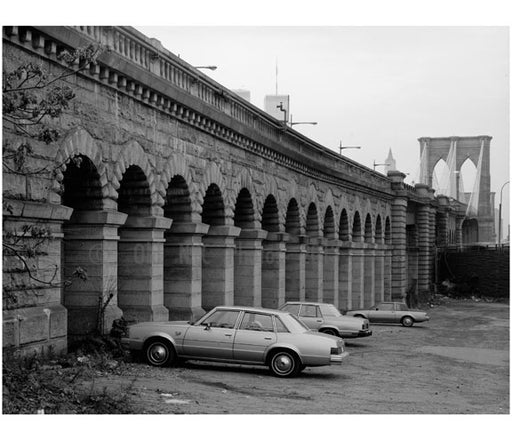 Brooklyn Bridge - detail view looking NW at masonry approach arches on the Brooklyn Bridge - 1982 Old Vintage Photos and Images