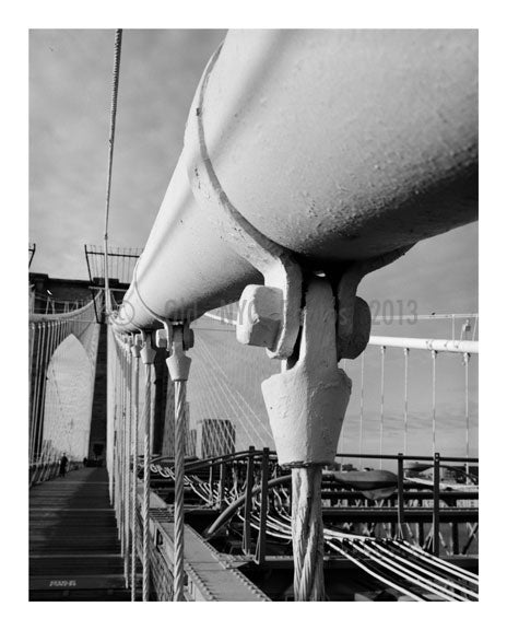 Brooklyn Bridge - detail view of connection between suspender and main cable 1982 Old Vintage Photos and Images