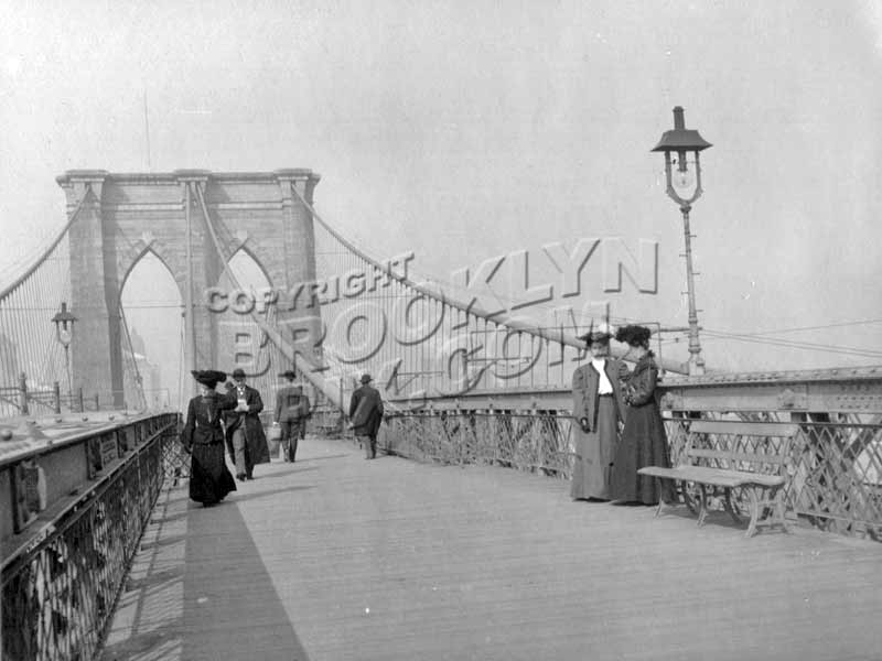 Brooklyn Bridge pedestrian walkway during the "Gay 1890s" Old Vintage Photos and Images