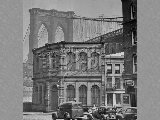 Brooklyn Bridge seen from Fulton and Water Streets, Brooklyn, c.1940 Old Vintage Photos and Images