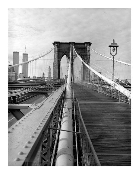 Brooklyn Bridge - view from promenade looking towards Manhattan showing cables 1979 Old Vintage Photos and Images