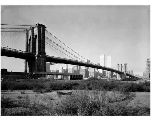 Brooklyn Bridge - view looking from the Brooklyn shore 1974 Old Vintage Photos and Images
