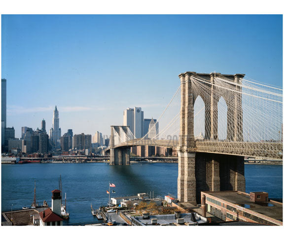 Brooklyn Bridge -  View looking west Old Vintage Photos and Images