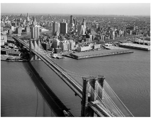 Brooklyn Bridge -  view towards Brooklyn heights - 1978 Old Vintage Photos and Images