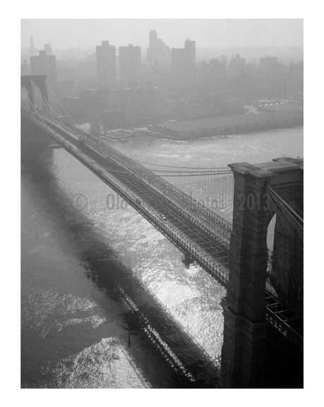 Brooklyn Bridge -  view towards Manhattan - 1982 Old Vintage Photos and Images