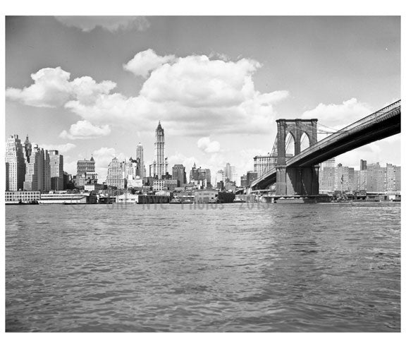 Brooklyn Bridge with Lower Manhattan 1950 Old Vintage Photos and Images