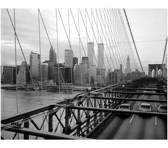 Brooklyn Bridge with The World Trade Center in the background 1982 Old Vintage Photos and Images