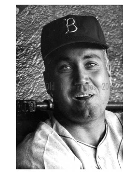 Brooklyn Dodger  Duke Snider in the dugout at Ebbets Field 1957 - Brooklyn NY
