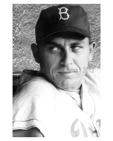 Brooklyn Dodger Gil Hodges in the dugout at Ebbets Field 1957 - Brooklyn NY