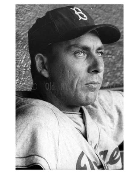 Brooklyn Dodger Gil Hodges in the dugout Ebbets Field 1957 - Brooklyn NY