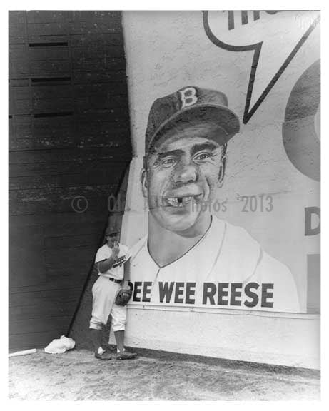 Brooklyn Dodger Pee Wee Reese wall in the outfield  1950 Ebbets Field - Flatbush - Brooklyn NY