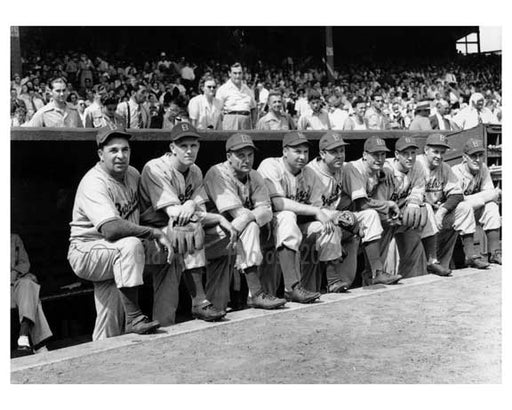 Brooklyn Dodgers 1940 - lined up in the dug out  - Ebbets Field - Flatbush - Brooklyn NY