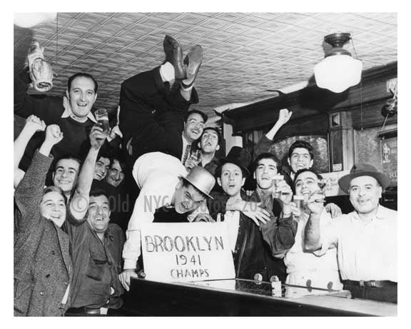 Brooklyn Dodgers fans celebrating the 1941 Penant Win in Williamsburg