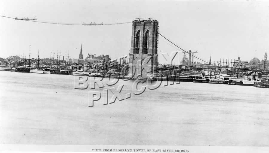 Brooklyn Tower of Brooklyn Bridge c.1876 Old Vintage Photos and Images