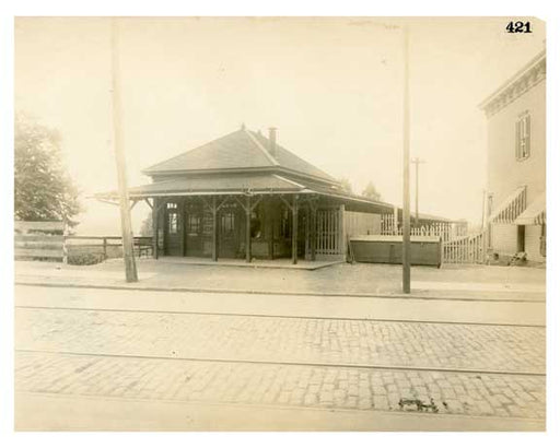 BRT 421 Terminal waiting room Platform Canopies Terminus of Lutheran Cemetery R.R. at Metropolitan Ave Old Vintage Photos and Images