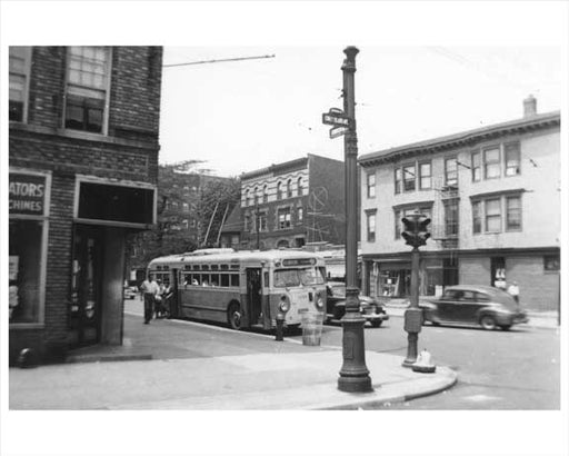 Bus stop at Cortelyou Road &  Coney Island Ave - Kensington - Brooklyn, NY 1951 Old Vintage Photos and Images