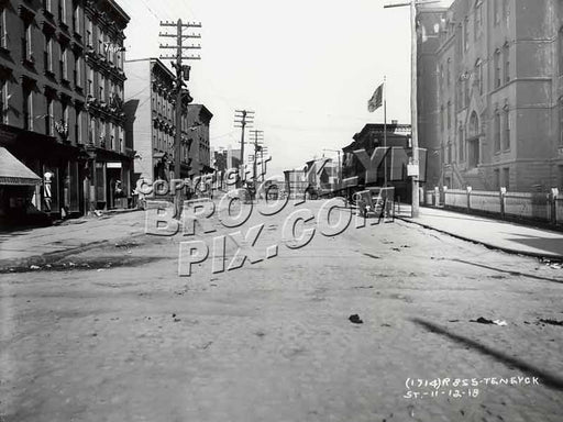 Bushwick Avenue looking north at Ten Eyck Street, 11-12-1918 Old Vintage Photos and Images
