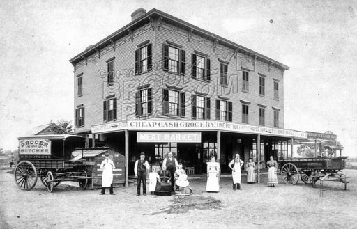 Butecke's Meat Market, NE corner Ave. L and E.95th St., 1890s, courtesy Alice Lowder Zetterstrom Old Vintage Photos and Images