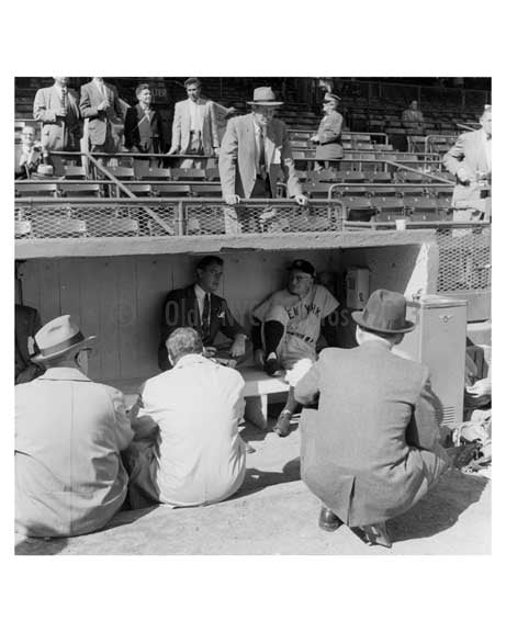 Casey Stengal - Yankees Manager in the Dugout  with the Press