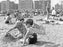 Castles in the sand at Brighton Beach, c.1950 Old Vintage Photos and Images