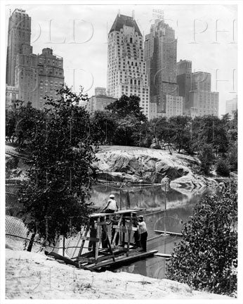 Central Park pond contruction 59th St Manhattan NYC 1934 Old Vintage Photos and Images