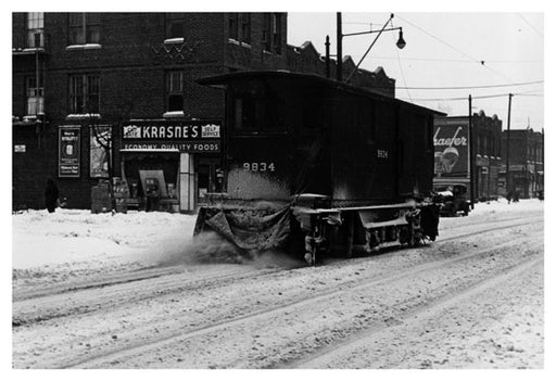 Church Ave & East 45 St. Clearing Trolley Tracks after snow storm - Midtown East - Manhattan Old Vintage Photos and Images