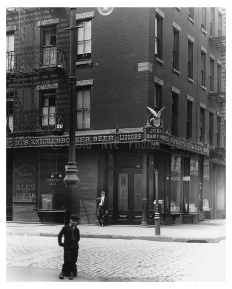Close up shot of kid on corner of Varick & Moore Street - Tribeca  - Manhattan 1914 I Old Vintage Photos and Images